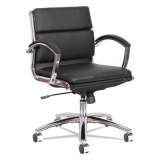 Alera Neratoli Low-Back Slim Profile Chair, Supports Up to 275 lb, 17.51" to 21.45" Seat Height, Black Seat/Back, Chrome Base (NR4719)