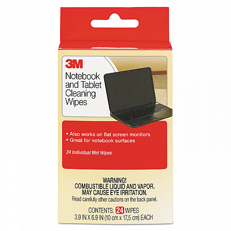 Notebook Screen Cleaning Wet Wipes, Cloth, 1-Ply, 7 x 4, Unscented, White, 24/Pack (CL630)