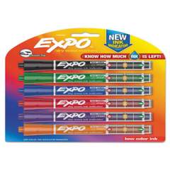 EXPO Ink Indicator Dry Erase Marker, Broad Chisel Tip, Assorted Colors, 6/Set (1946767)