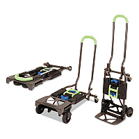 2-in-1 Multi-Position Hand Truck and Cart, 300 lbs, 16.63 x 12.75 x 49.25, Black/Blue/Green (12222PBG1E)