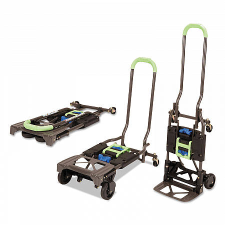 2-in-1 Multi-Position Hand Truck and Cart, 300 lbs, 16.63 x 12.75 x 49.25, Black/Blue/Green (12222PBG1E)