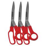 Universal General Purpose Stainless Steel Scissors, 7.75" Long, 3" Cut Length, Red Offset Handles, 3/Pack (92019)