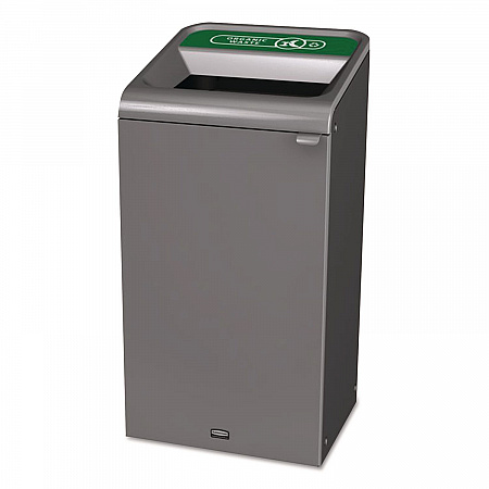 Configure Indoor Recycling Waste Receptacle, Organic Waste, 23 gal, Metal, Gray (1961627)