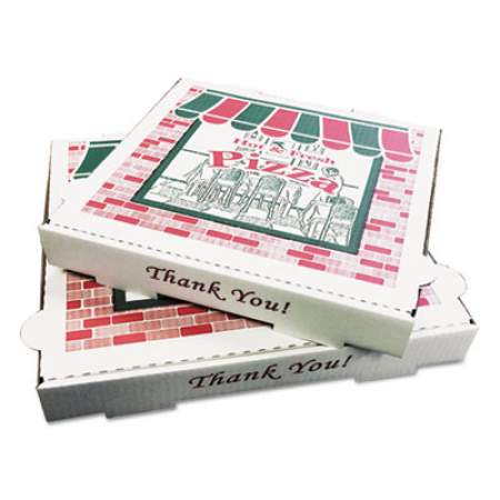 Corrugated Kraft Pizza Boxes, B-Flute, 12" Pizza, 12 x 12 x 1.75, White, 50/Bundle (PZCORB12)
