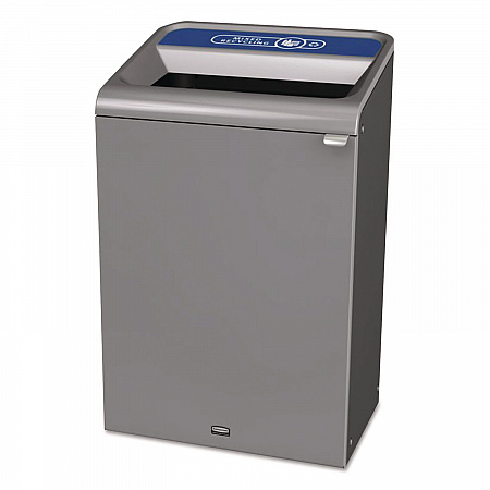 Configure Indoor Recycling Waste Receptacle, Mixed Recycling, 33 gal, Metal, Gray (1961629)