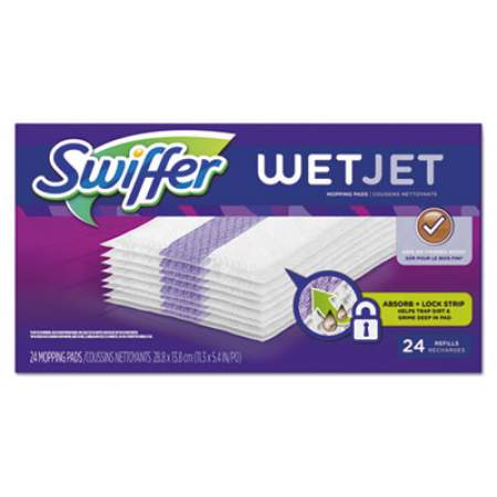 Swiffer WetJet System Refill Cloths, 11.3" x 5.4", White, 24/Box (08443)