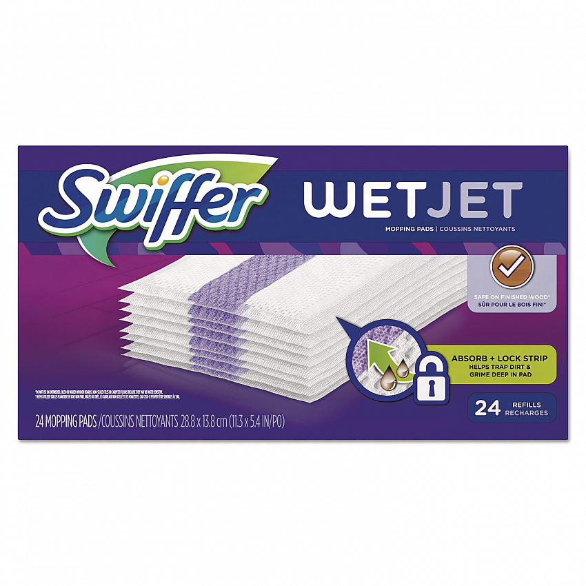 WetJet System Refill Cloths, 11.3" x 5.4", White, 24/Box (08443)