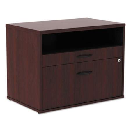 Alera Open Office Desk Series Low File Cabinet Credenza, 2-Drawer: Pencil/File,Legal/Letter,1 Shelf,Mahogany,29.5x19.13x22.88 (LS583020MY)