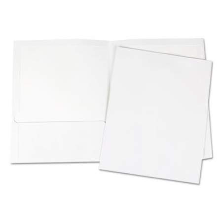Universal Laminated Two-Pocket Portfolios, Cardboard Paper, 100-Sheet Capacity, 11 x 8.5, White, 25/Box (56417)