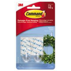 Command Clear Hooks and Strips, Plastic, Medium, 2 Hooks and 4 Strips/Pack (17091CLRES)