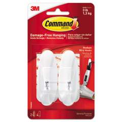Command General Purpose Wire Hooks, Medium, 3 b Cap, White, 2 Hooks and 4 Strips/Pack (17068ES)