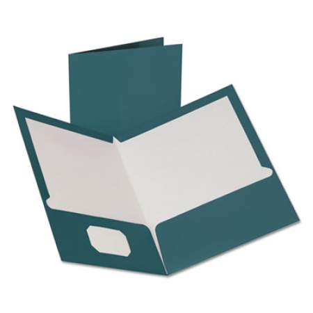 Oxford Two-Pocket Laminated Folder, 100-Sheet Capacity, 11 x 8.5, Metallic Teal, 25/Box (5049561)
