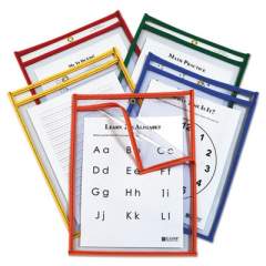 C-Line Reusable Dry Erase Pockets, Easy Load, 9 x 12, Assorted Primary Colors, 25/Pack (42620)