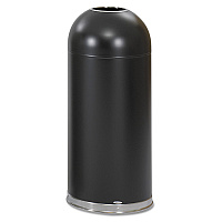 Dome Top Receptacle with Open Top, 15 gal, Steel, Black (9639BL)