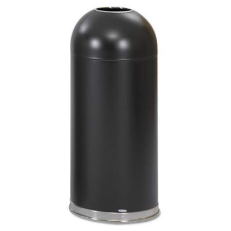 Safco Open-Top Dome Receptacle, Round, Steel, 15 gal, Black (9639BL)