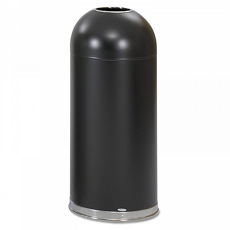 Dome Top Receptacle with Open Top, 15 gal, Steel, Black (9639BL)