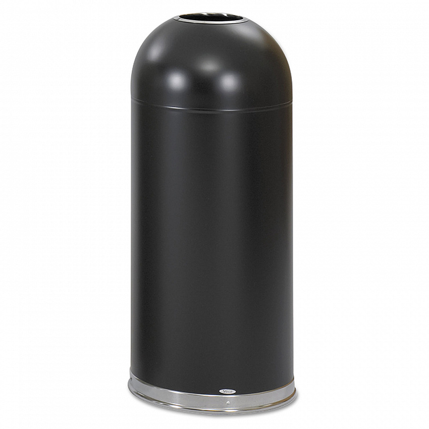 Dome Top Receptacle with Open Top, 15 gal, Steel, Black (9639BL)