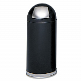 Dome Top Receptacle with Spring-Loaded Door, 15 gal, Steel, Black (9636BL)