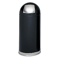 Dome Top Receptacle with Spring-Loaded Door, 15 gal, Steel, Black (9636BL)