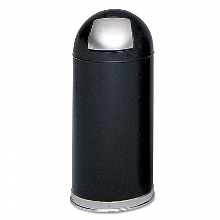 Dome Top Receptacle with Spring-Loaded Door, 15 gal, Steel, Black (9636BL)