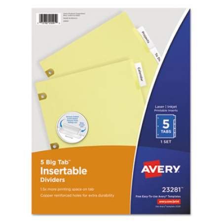 Avery Insertable Big Tab Dividers, 5-Tab, Letter (23281)