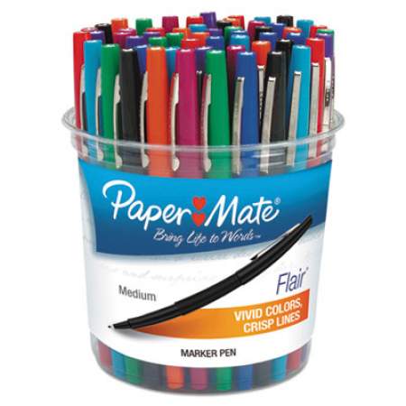 Paper Mate Point Guard Flair Felt Tip Porous Point Pen, Stick, Bold 1.4 mm, Assorted Ink and Barrel Colors, 48/Pack (4651)