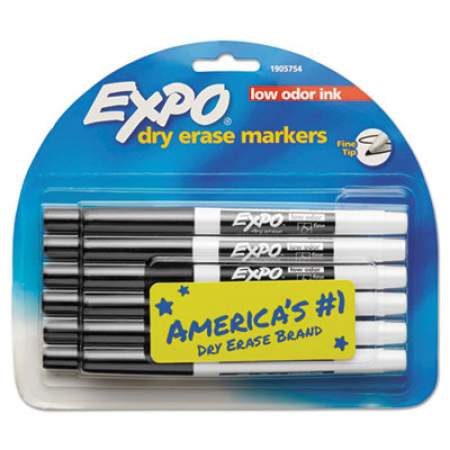 EXPO Low-Odor Dry-Erase Marker, Fine Bullet Tip, Black, Dozen (86001)