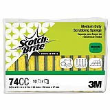 Medium-Duty Scrubbing Sponge 74, 3.6 x 6.1, 0.7" Thick, Yellow/Green, 10/Pack (74CC)