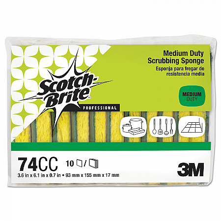 Medium-Duty Scrubbing Sponge 74, 3.6 x 6.1, 0.7