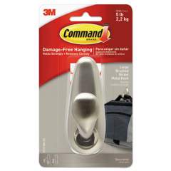 Command Adhesive Mount Metal Hook, Large, Brushed Nickel Finish, 1 Hook and 2 Strips/Pack (FC13BNES)