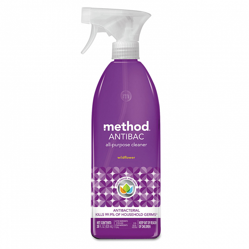 Antibac All-Purpose Cleaner, Wildflower Scent, 28 oz Spray Bottle, 8/Carton (01454)