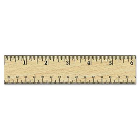 Universal Flat Wood Ruler w/Double Metal Edge, Standard, 12" Long, Clear Lacquer Finish (59021)
