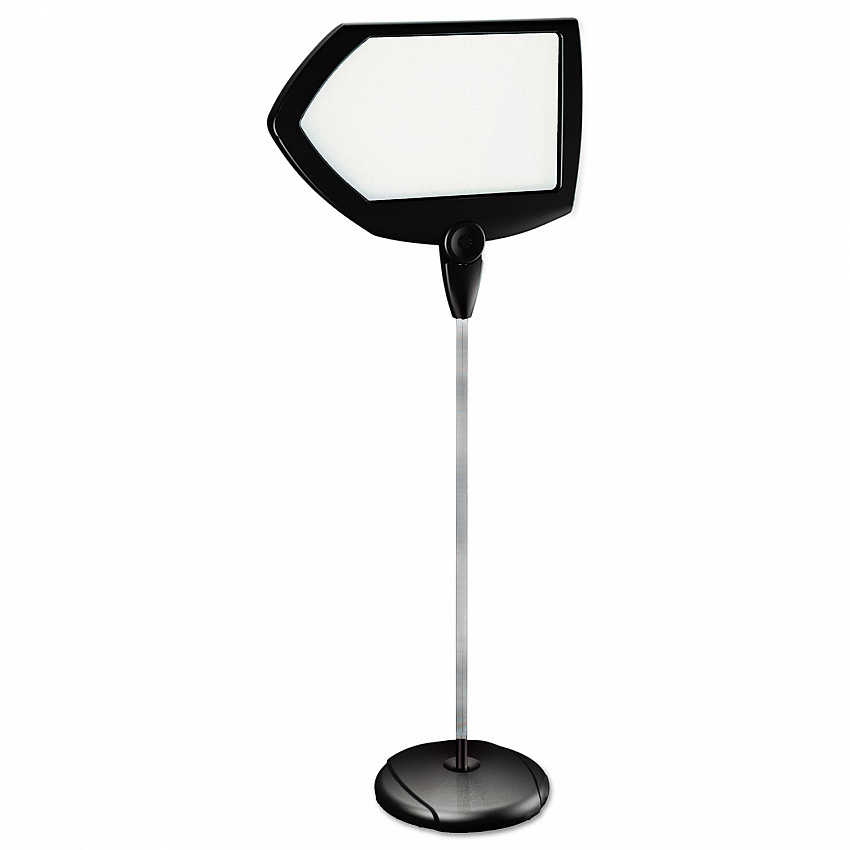 Magnetic Dry Erase Floor Stand Signs, White 25" x 17" Arrow Surface, Black/Silver Frame, 25" x 10" x 38" to 63" (SIG01010101)