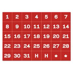 MasterVision Interchangeable Magnetic Board Accessories, Calendar Dates, Red/White, 1" x 1" (FM1209)