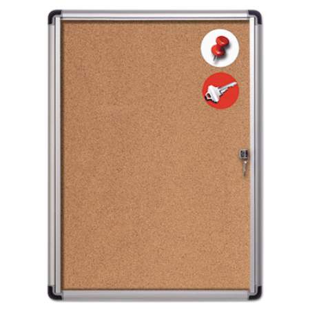 MasterVision Slim-Line Enclosed Cork Bulletin Board, 28 x 38, Aluminum Case (VT630101690)