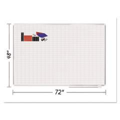 MasterVision Grid Planning Board w/ Accessories, 1 x 2 Grid, 72 x 48, White/Silver (MA2792830A)