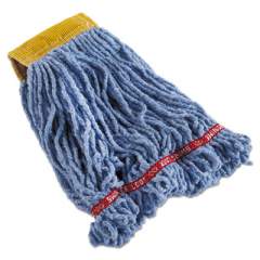 Rubbermaid Commercial Swinger Loop Shrinkless Mop Heads, Cotton/Synthetic, Blue, Small, 6/Carton (C251BLU)