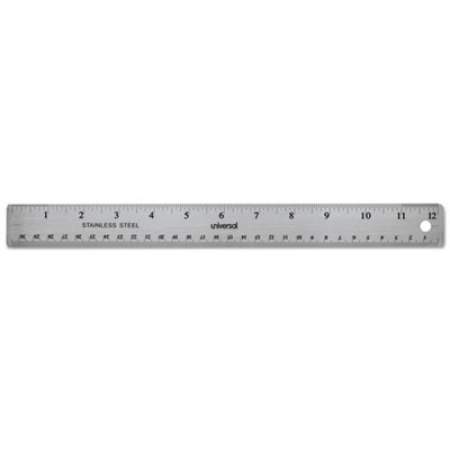 Universal Stainless Steel Ruler with Cork Back and Hanging Hole, Standard/Metric, 12" Long (59023)