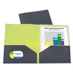 C-Line Two-Tone Two-Pocket Super Heavyweight Poly Portfolio, Letter, Gray/Green, 6/Pack (34721)