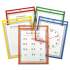 C-Line Reusable Dry Erase Pockets, 9 x 12, Assorted Primary Colors, 5/Pack (42630)