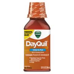 Vicks DayQuil Cold and Flu Liquid, 12 oz Bottle, 12/Carton (01436)