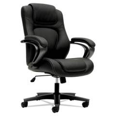 HON HVL402 Series Executive High-Back Chair, Supports Up to 250 lb, 17" to 21" Seat Height, Black Seat/Back, Iron Gray Base (VL402EN11)