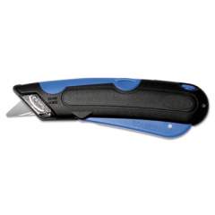 COSCO Easycut Cutter Knife w/Self-Retracting Safety-Tipped Blade, Black/Blue (091508)