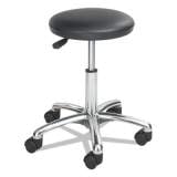 Safco Height-Adjustable Lab Stool, Backless, Supports Up to 250 lb, 16" to 21" Seat Height, Black Seat, Chrome Base (3434BL)