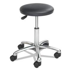 Safco Height-Adjustable Lab Stool, Backless, Supports Up to 250 lb, 16" to 21" Seat Height, Black Seat, Chrome Base (3434BL)