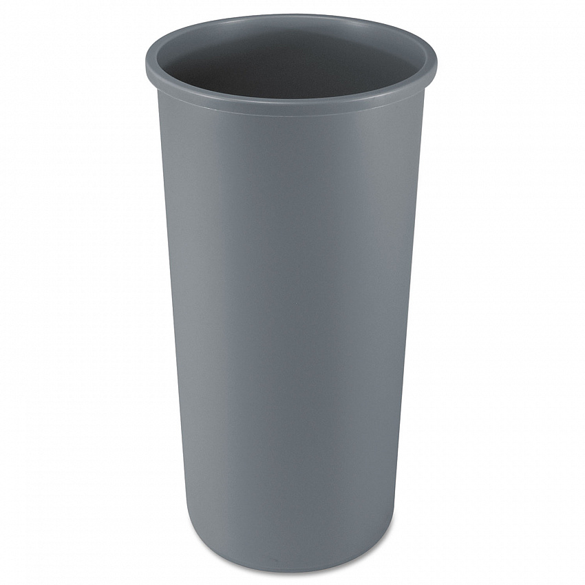 Untouchable Large Plastic Round Waste Receptacle, 22 gal, Plastic, Gray (354600GY)