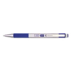 Zebra F-301 Ballpoint Pen, Retractable, Fine 0.7 mm, Blue Ink, Stainless Steel/Blue Barrel (27120)