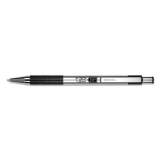 Zebra F-301 Ballpoint Pen, Retractable, Bold 1.6 mm, Black Ink, Stainless Steel/Black Barrel, Dozen (27310)