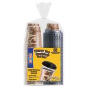 Dart Trophy Plus Dual Temperature Insulated Cups and Lids Combo Pack, 12 oz, Brown, 50 Cups and Lids/Pack, 6 Packs/Carton (FSX120029)