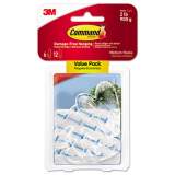 Command Clear Hooks and Strips, Plastic, Medium, 6 Hooks and 12 Strips/Pack (17091CLR6ES)